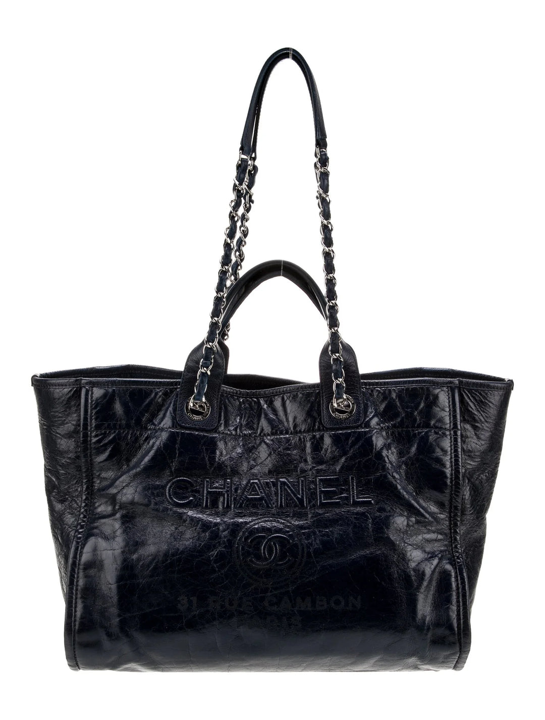 CHANEL 31 RUE CAMBON GLAZED CALFSKIN LEATHER DEAUVILLE TOTE