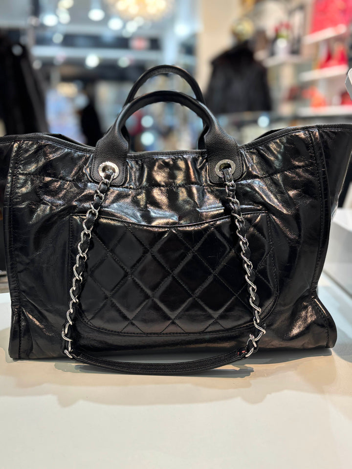 CHANEL 31 RUE CAMBON GLAZED CALFSKIN LEATHER DEAUVILLE TOTE