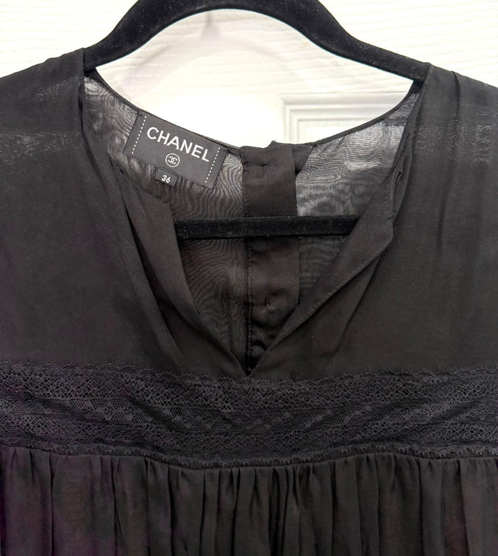 CHANEL FRILL SILK BLOUSE