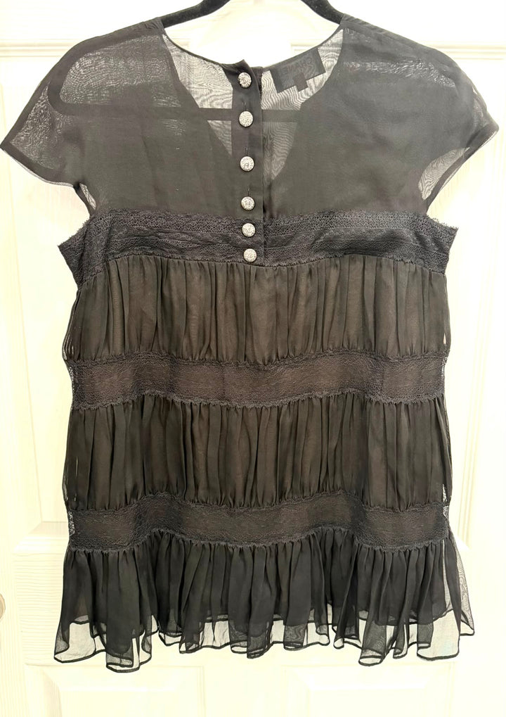 CHANEL FRILL SILK BLOUSE
