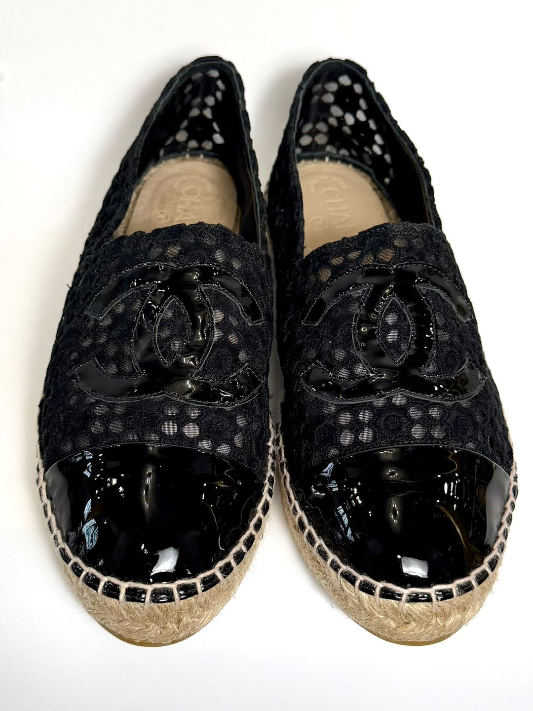 CHANEL BLACK LACE ESPADRILLES