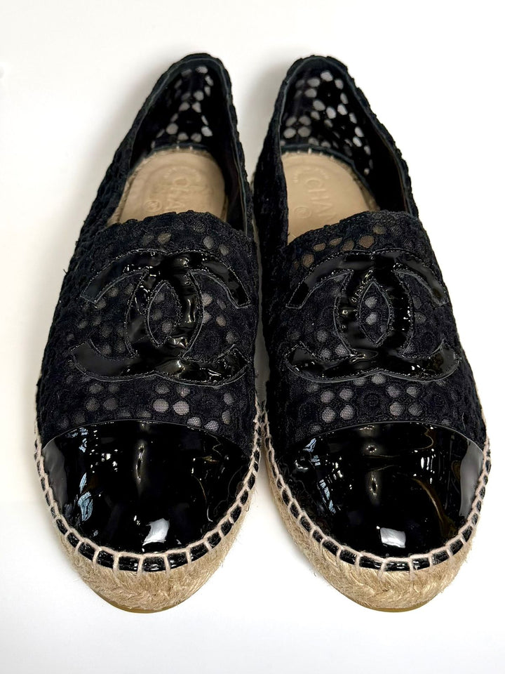 CHANEL BLACK LACE ESPADRILLES