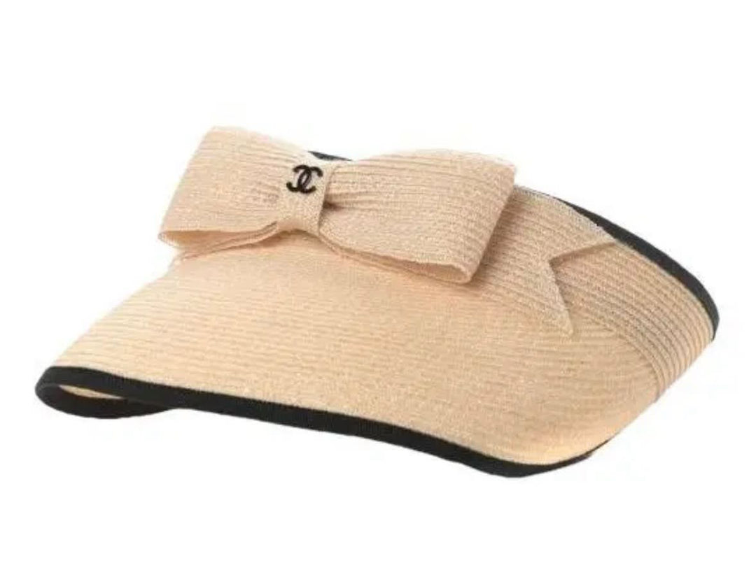 CHANEL CC BOW RAFFIA VISOR