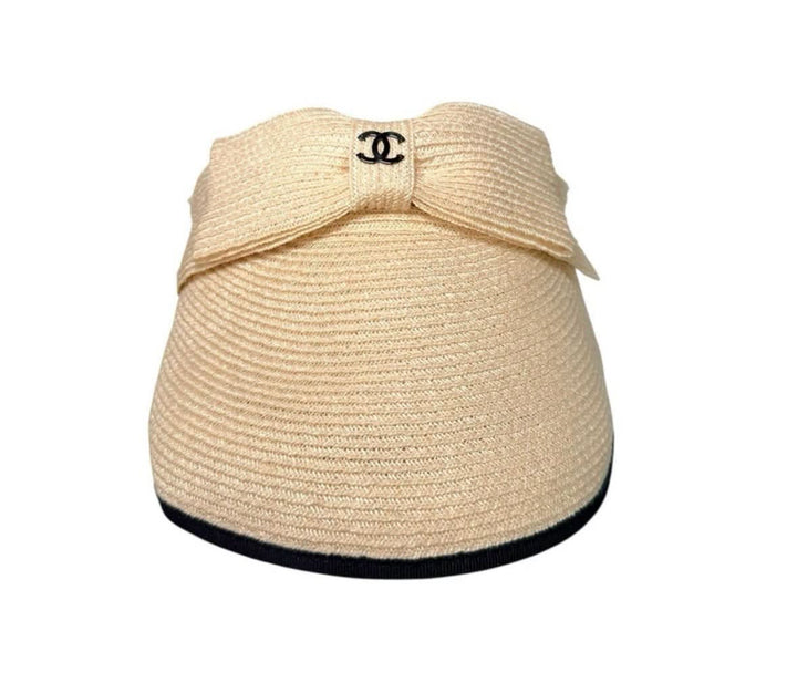 CHANEL CC BOW RAFFIA VISOR