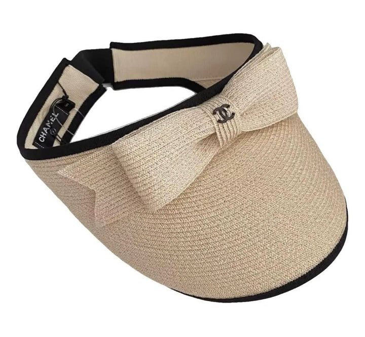 CHANEL CC BOW RAFFIA VISOR