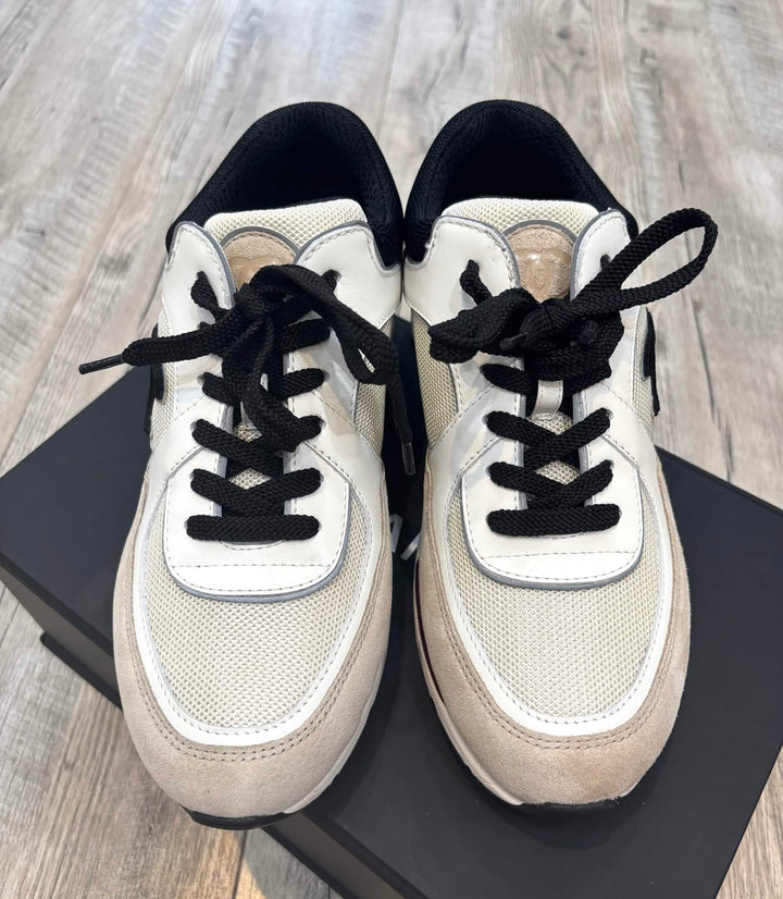 CHANEL CALFSKIN FABRIC WOMENS CC SNEAKERS