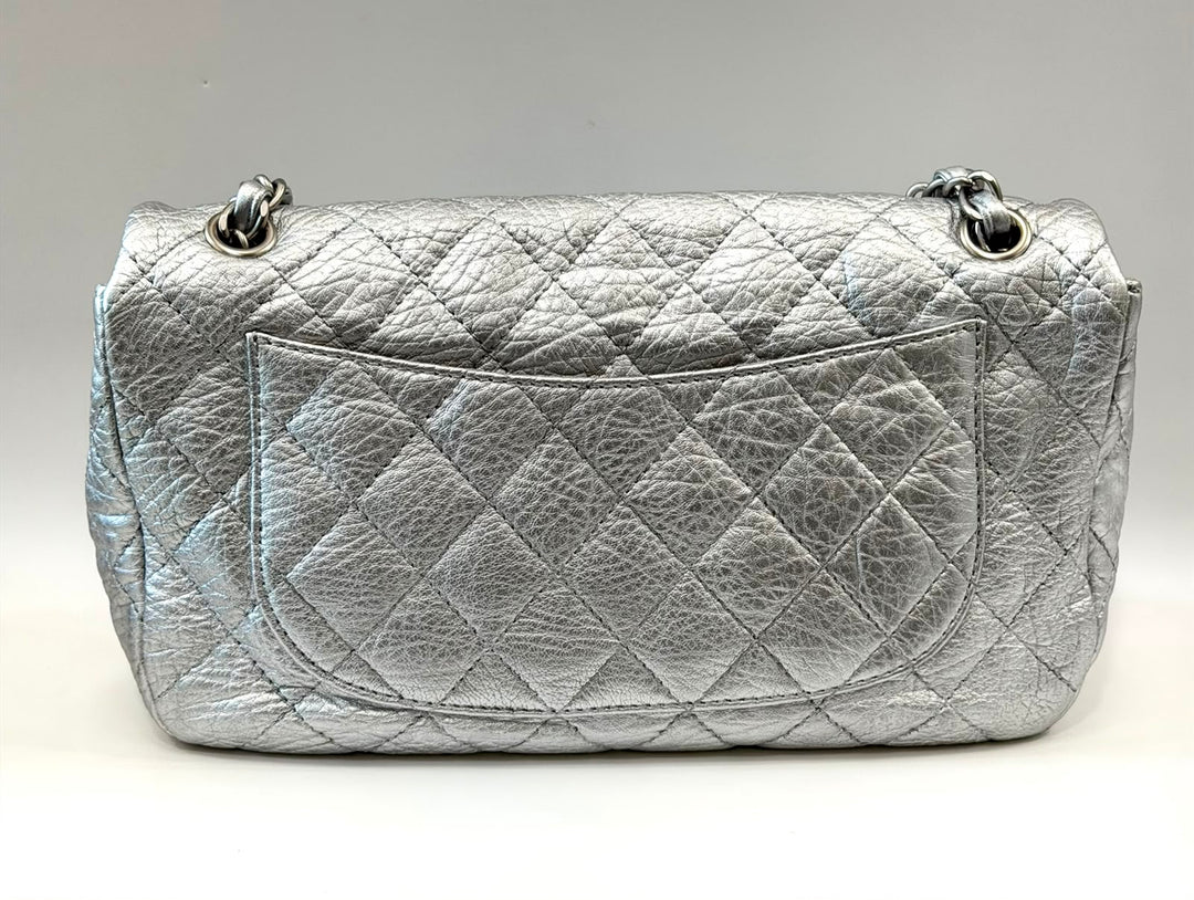 CHANEL CRINKLED METALLIC CALFSKIN QUILTED "ON THE ROCKS" MEDIUM FLAP BAG