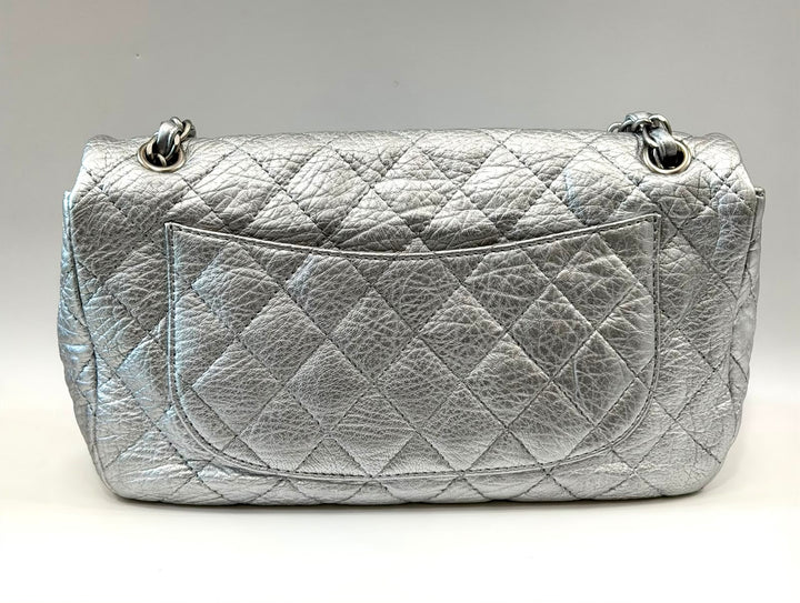 CHANEL CRINKLED METALLIC CALFSKIN QUILTED "ON THE ROCKS" MEDIUM FLAP BAG