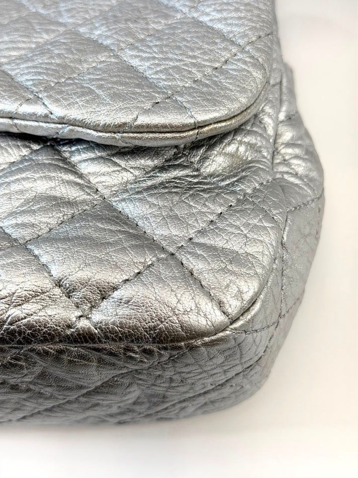 CHANEL CRINKLED METALLIC CALFSKIN QUILTED "ON THE ROCKS" MEDIUM FLAP BAG