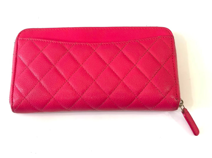 CHANEL CAVIAR QUILTED LARGE GUSSET ZIP AROUND WALLET