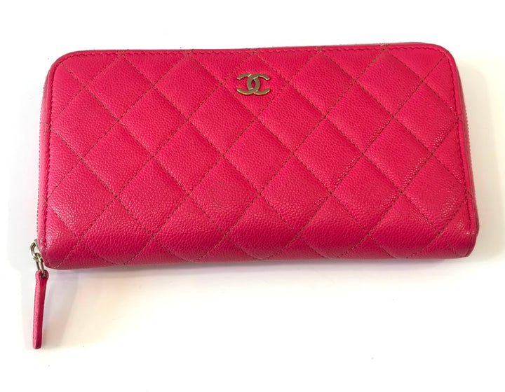 CHANEL CAVIAR QUILTED LARGE GUSSET ZIP AROUND WALLET