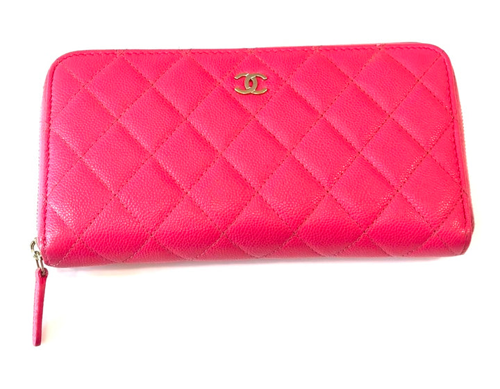 CHANEL CAVIAR QUILTED LARGE GUSSET ZIP AROUND WALLET