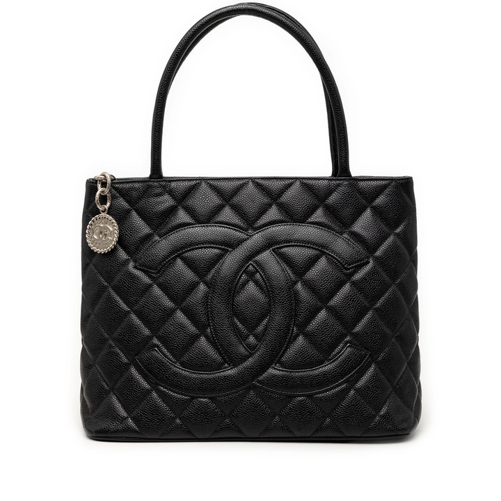 CHANEL CC CAVIAR QUILTED MEDALLION TOTE BAG