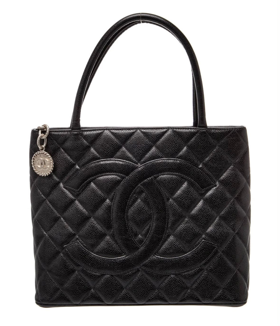 CHANEL CC CAVIAR QUILTED MEDALLION TOTE BAG
