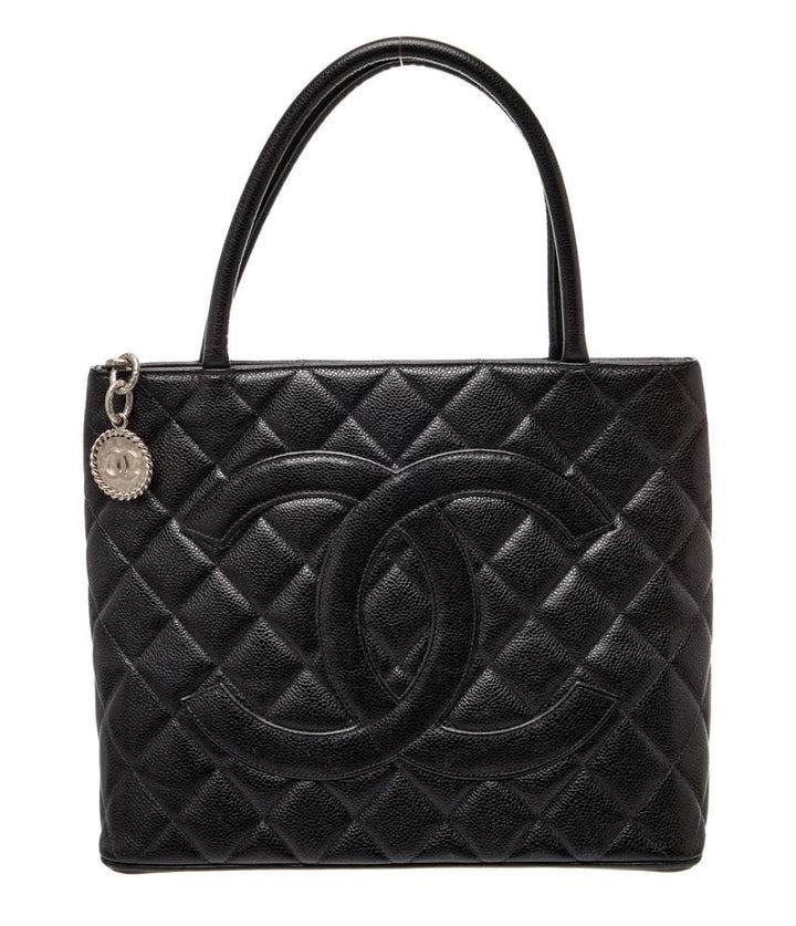 CHANEL CC CAVIAR QUILTED MEDALLION TOTE BAG