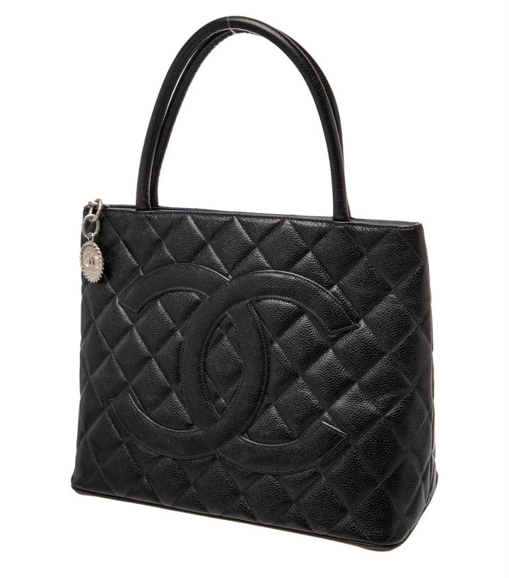 CHANEL CC CAVIAR QUILTED MEDALLION TOTE BAG