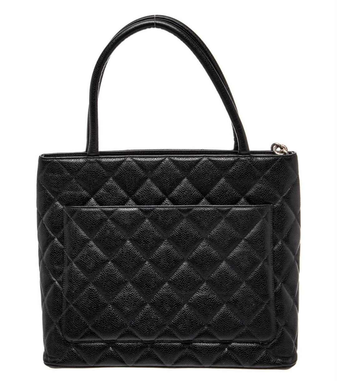 CHANEL CC CAVIAR QUILTED MEDALLION TOTE BAG