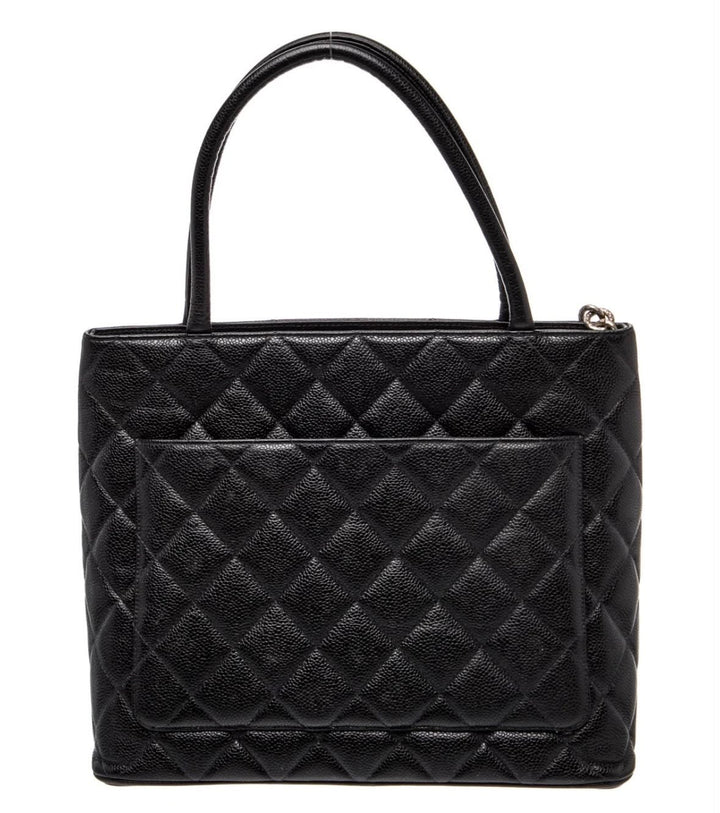 CHANEL CC CAVIAR QUILTED MEDALLION TOTE BAG