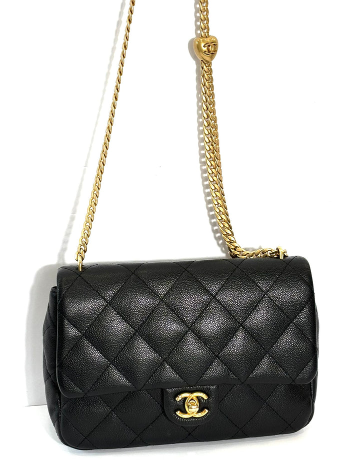 CHANEL CAVIAR QUILTED SWEETHEART MINI FLAP BAG