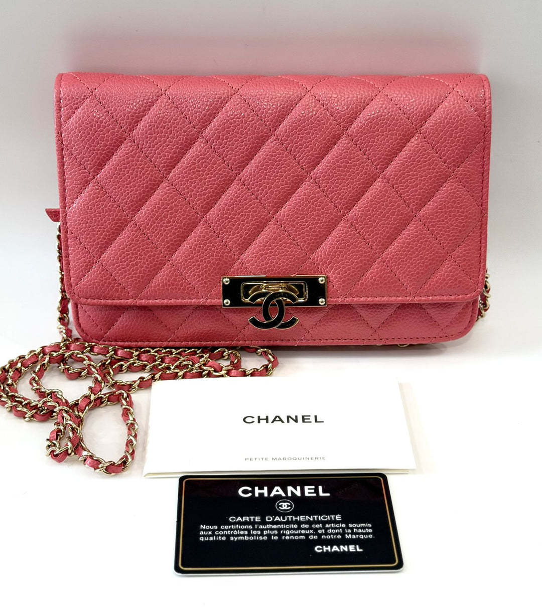 CHANEL CAVIAR QUILTED WALLET ON A CHAIN