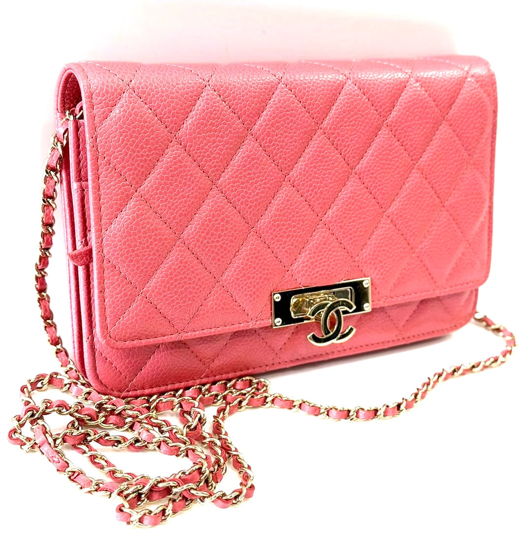 CHANEL CAVIAR QUILTED WALLET ON A CHAIN