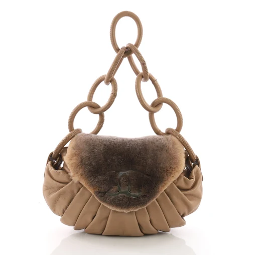 CHANEL CC RABBIT FUR FLAP BAG