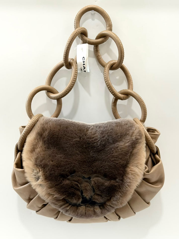 CHANEL CC RABBIT FUR FLAP BAG