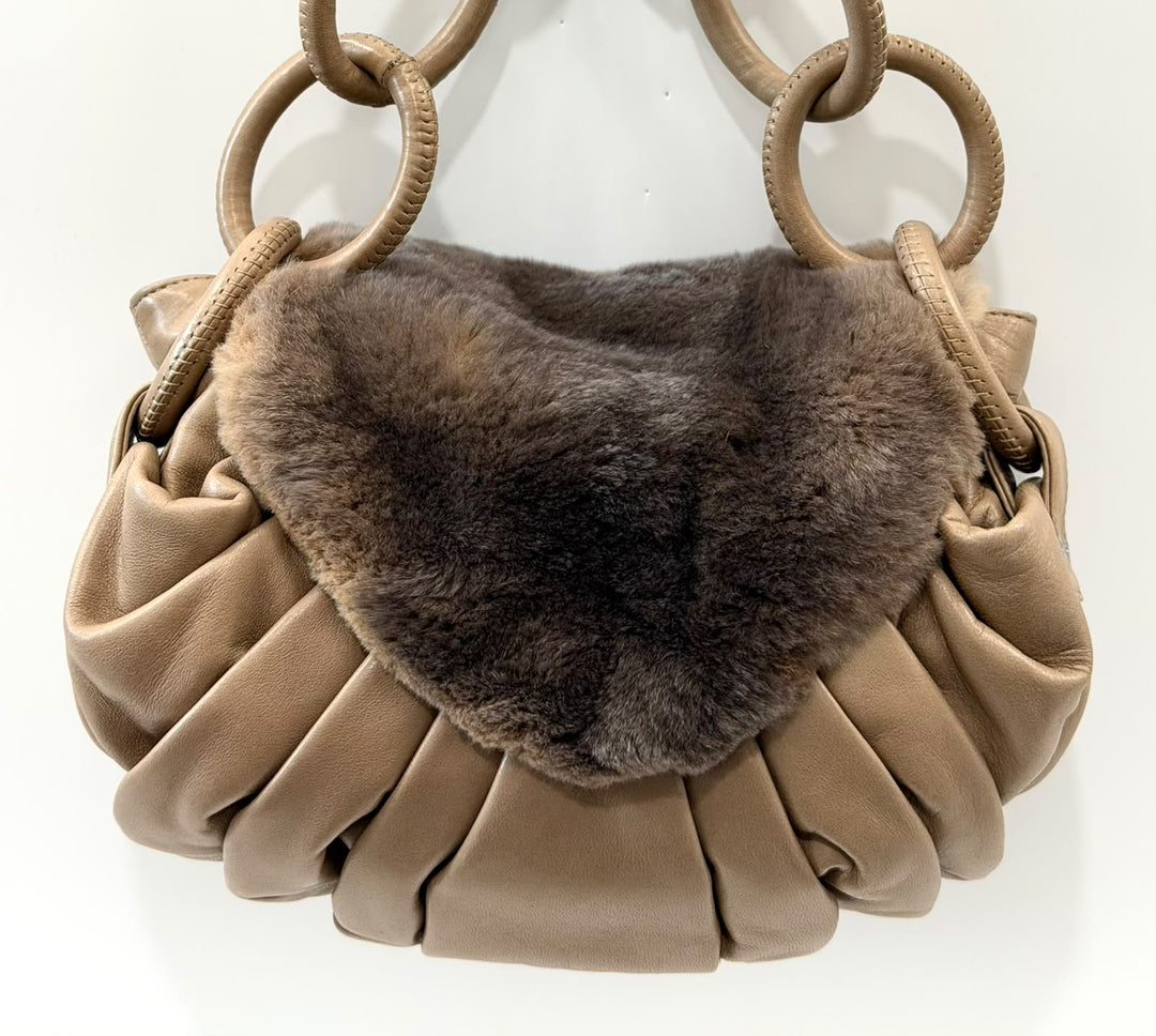 CHANEL CC RABBIT FUR FLAP BAG