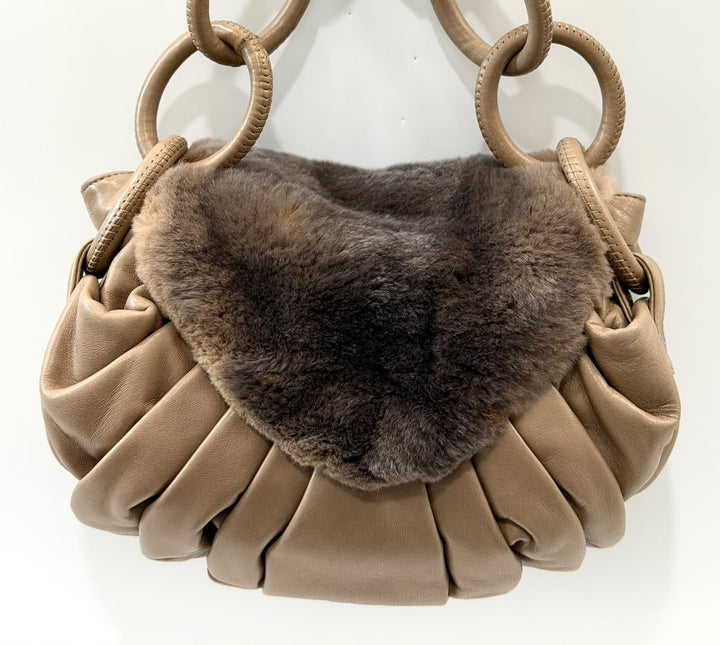 CHANEL CC RABBIT FUR FLAP BAG