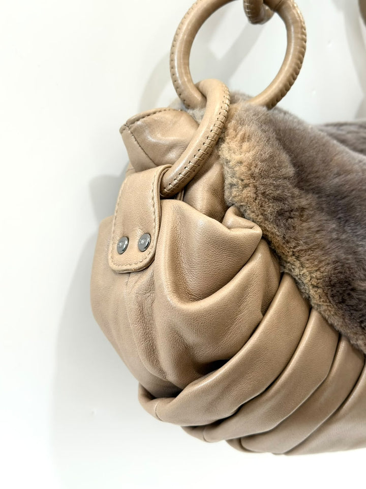 CHANEL CC RABBIT FUR FLAP BAG