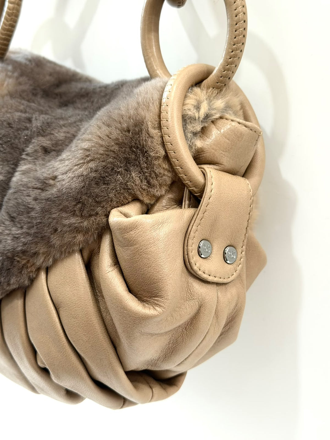 CHANEL CC RABBIT FUR FLAP BAG