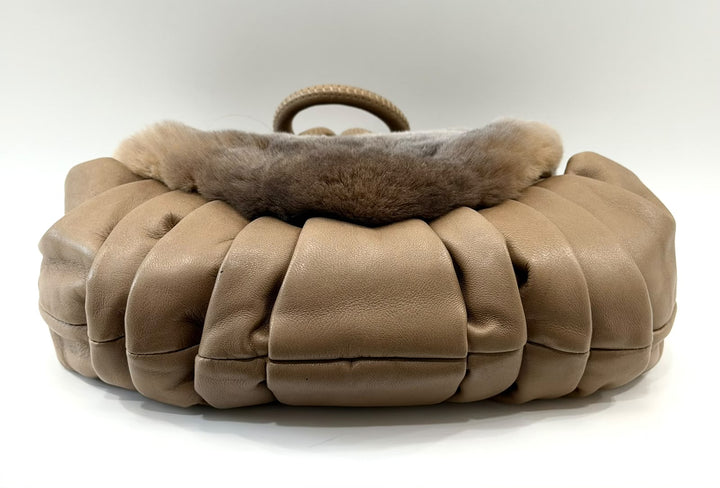 CHANEL CC RABBIT FUR FLAP BAG