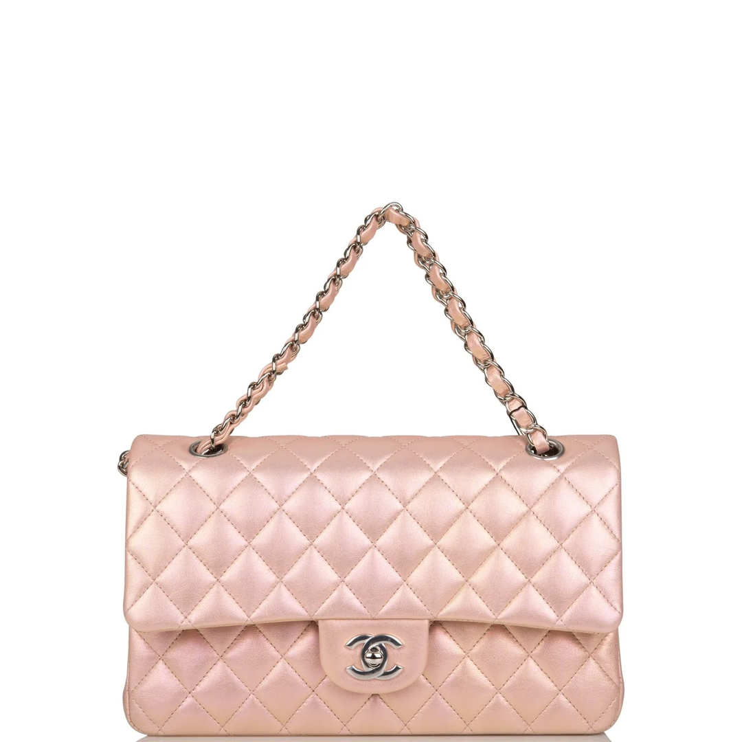 CHANEL CLASSIC METALLIC IRIDESCENT LAMBSKIN MEDIUM DOUBLE FLAP BAG