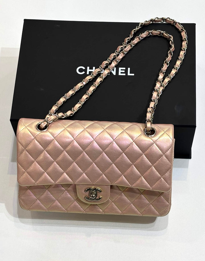 CHANEL CLASSIC METALLIC IRIDESCENT LAMBSKIN MEDIUM DOUBLE FLAP BAG