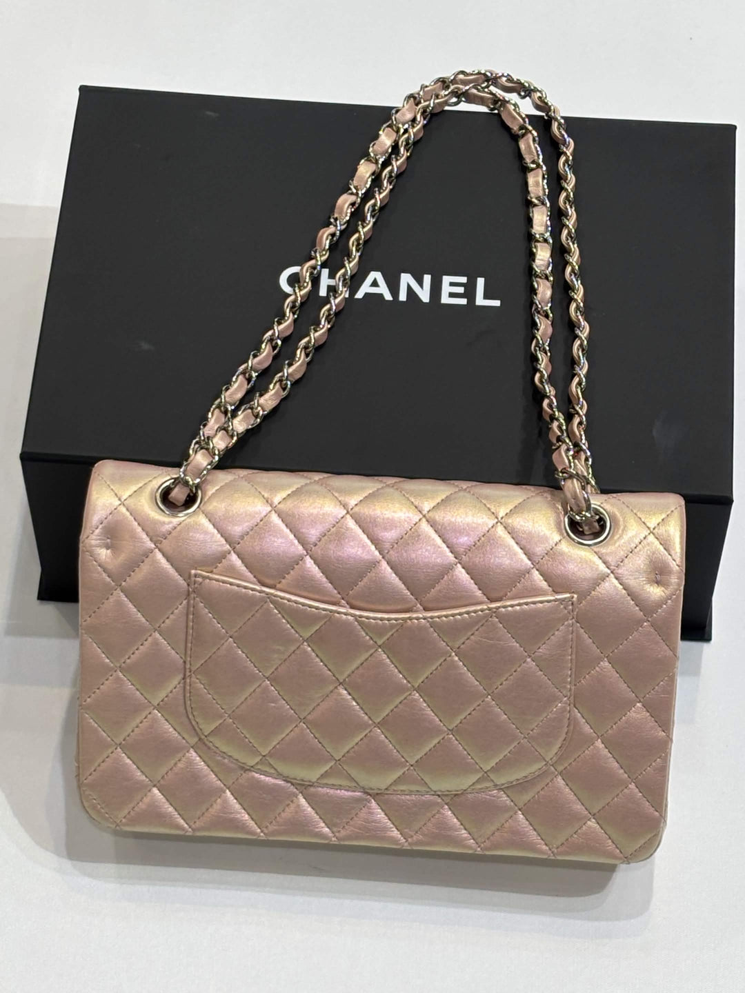 CHANEL CLASSIC METALLIC IRIDESCENT LAMBSKIN MEDIUM DOUBLE FLAP BAG