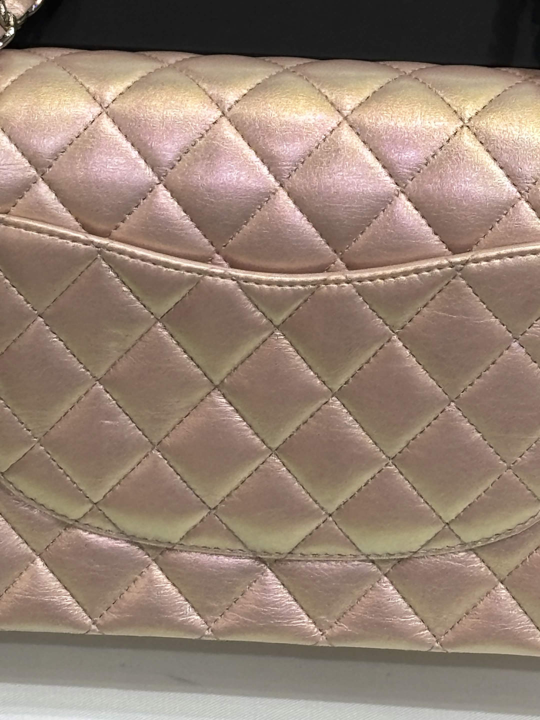 CHANEL CLASSIC METALLIC IRIDESCENT LAMBSKIN MEDIUM DOUBLE FLAP BAG