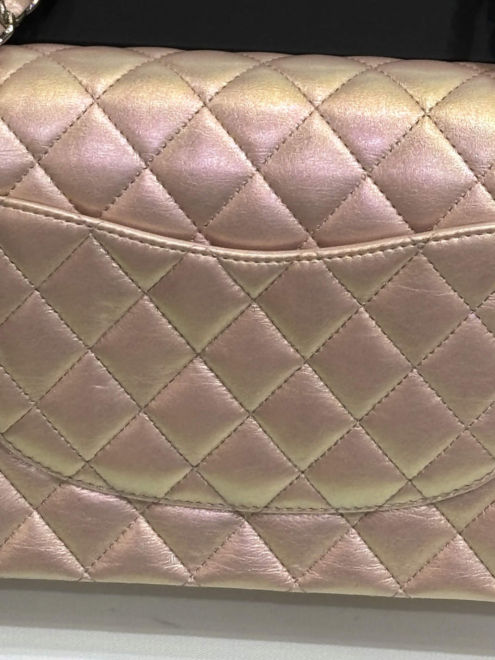 CHANEL CLASSIC METALLIC IRIDESCENT LAMBSKIN MEDIUM DOUBLE FLAP BAG