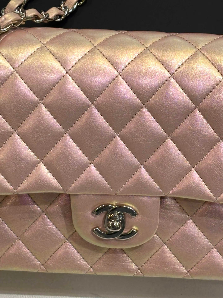 CHANEL CLASSIC METALLIC IRIDESCENT LAMBSKIN MEDIUM DOUBLE FLAP BAG