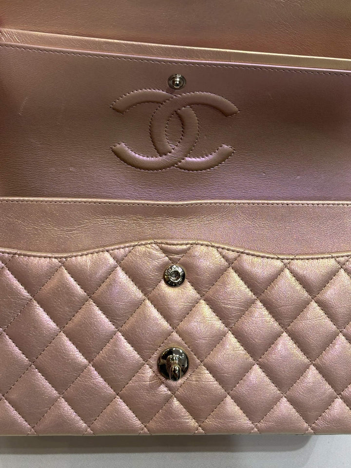 CHANEL CLASSIC METALLIC IRIDESCENT LAMBSKIN MEDIUM DOUBLE FLAP BAG