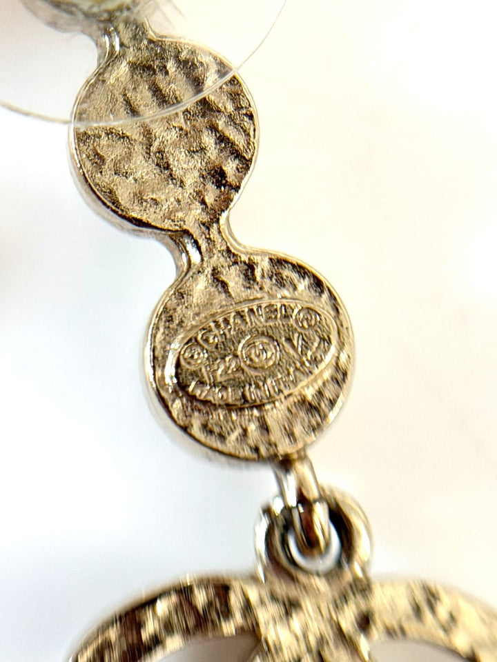 CHANEL CRYSTAL CC GOLD DROP EARRINGS