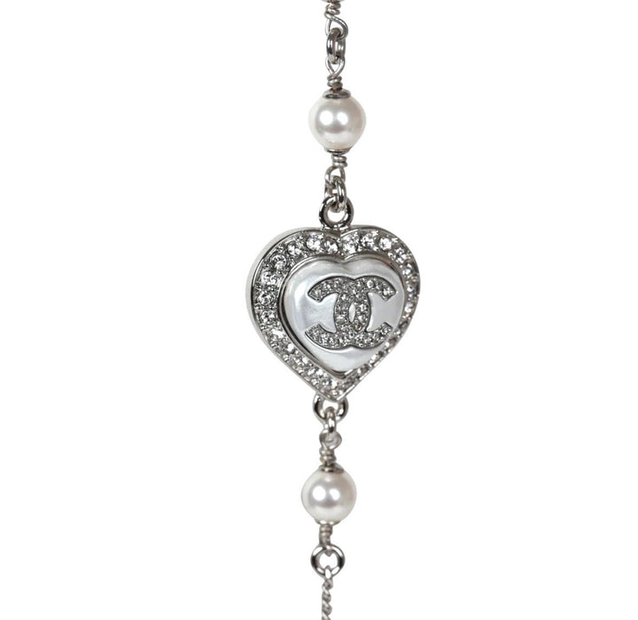 CHANEL TIMELESS CRYSTAL HEART PEARL LONG NECKLACE