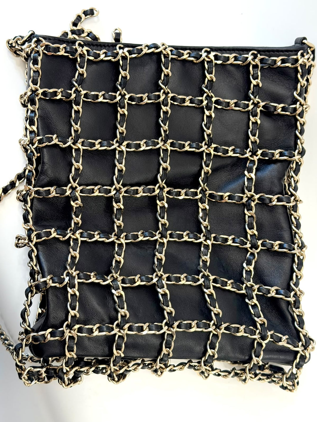 CHANEL CC FRAME CHAIN CAGE LAMBSKIN LEATHER TOTE BAG