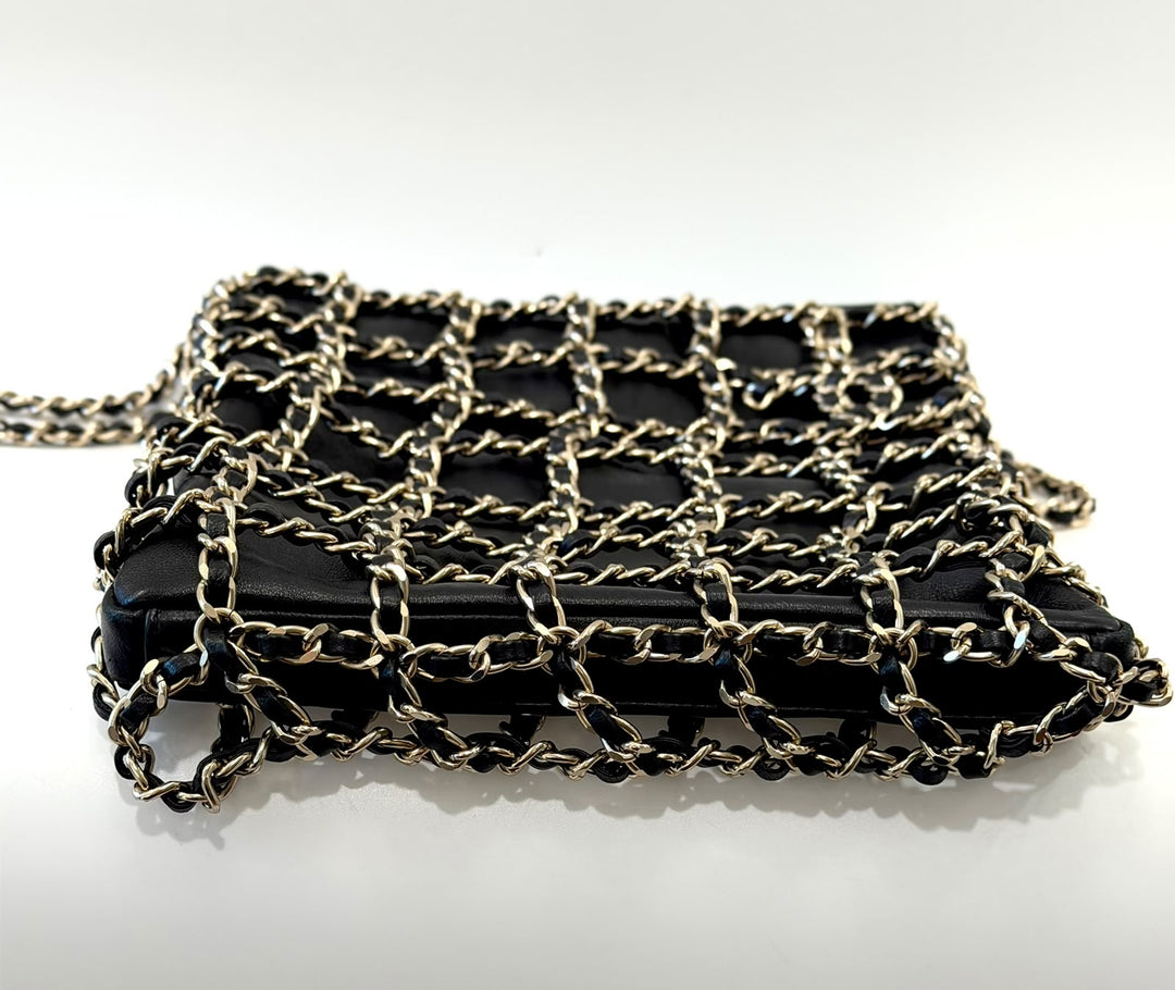 CHANEL CC FRAME CHAIN CAGE LAMBSKIN LEATHER TOTE BAG