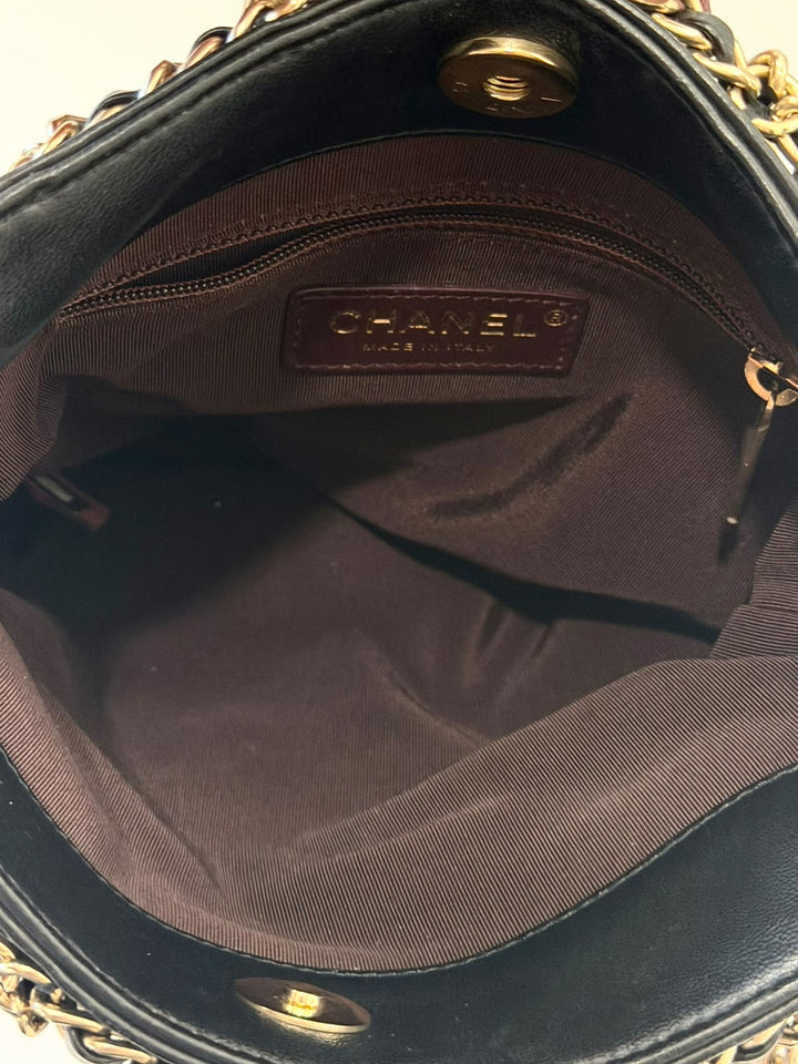 CHANEL CC FRAME CHAIN CAGE LAMBSKIN LEATHER TOTE BAG
