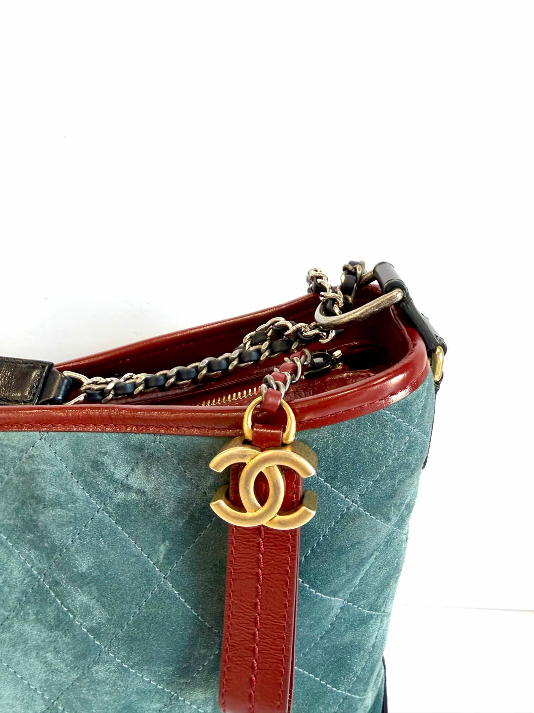 CHANEL SUEDE QUILTED LAMBSKIN LEATHER GABRIELLE SHOULDER BAG
