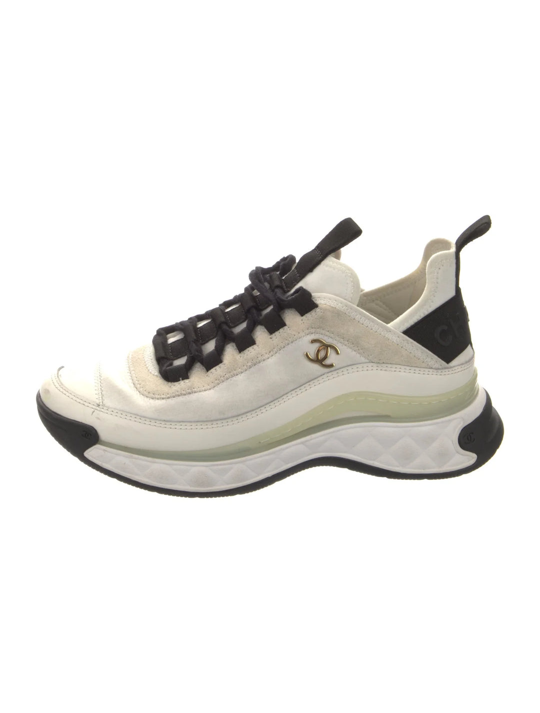 CHANEL INTERLOCKING CC LOGO LEATHER SNEAKERS
