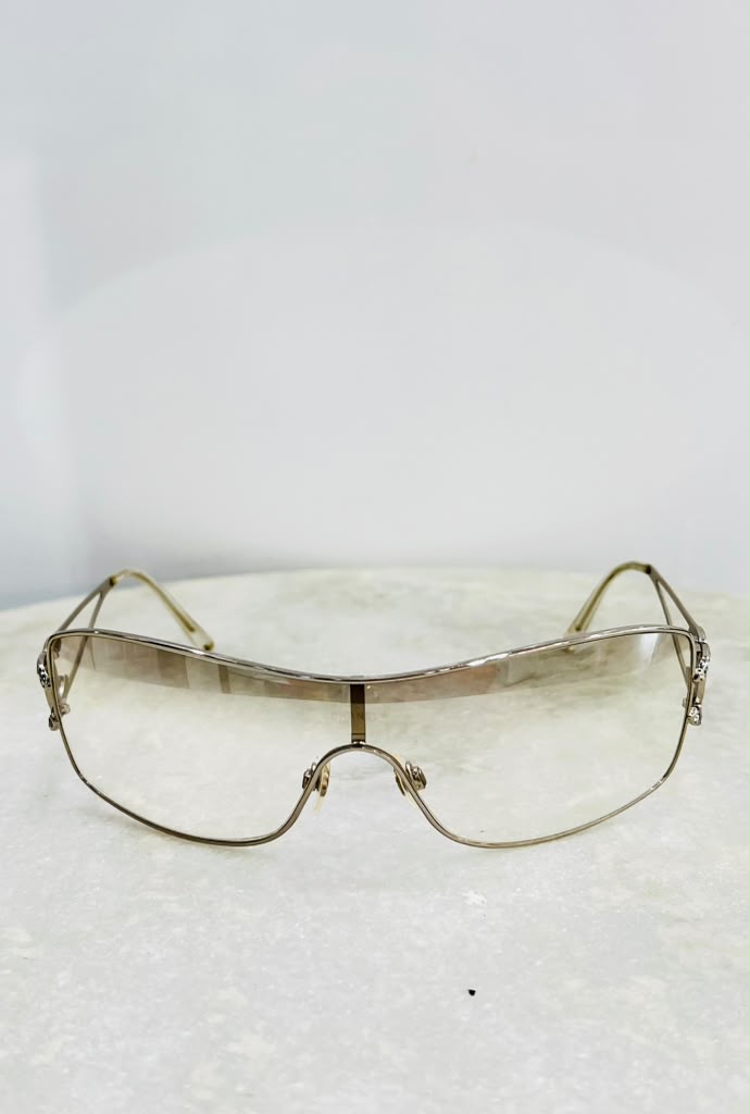 CHANEL CC LOGO CRYSTAL SHIELD SUNGLASSES