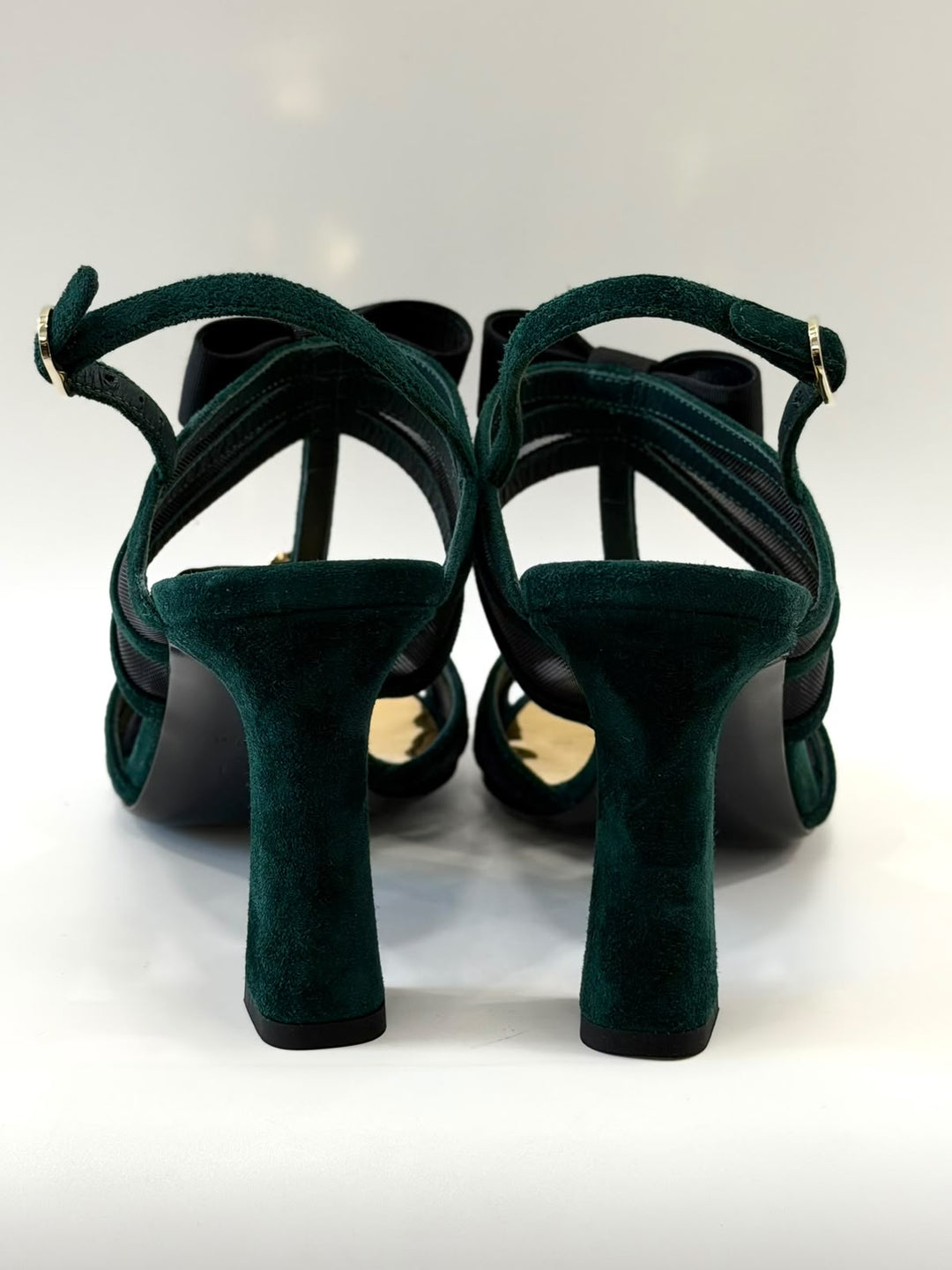 CHANEL INTERLOCKING CC LOGO VELVET SLINGBACK SANDALS