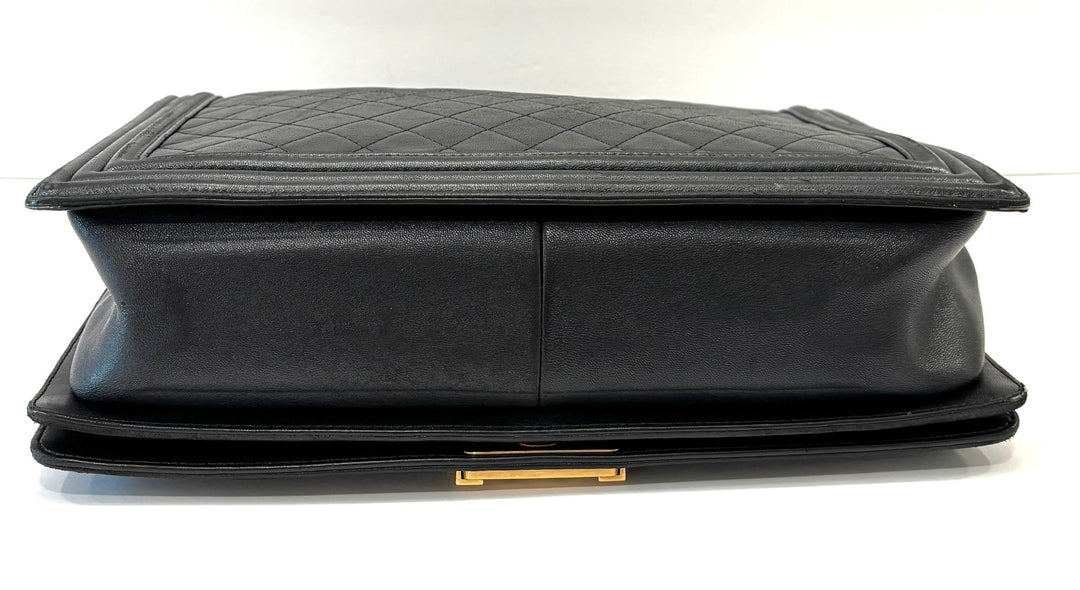 CHANEL LAMBSKIN QUILTED LARGE BOY FLAP BAG