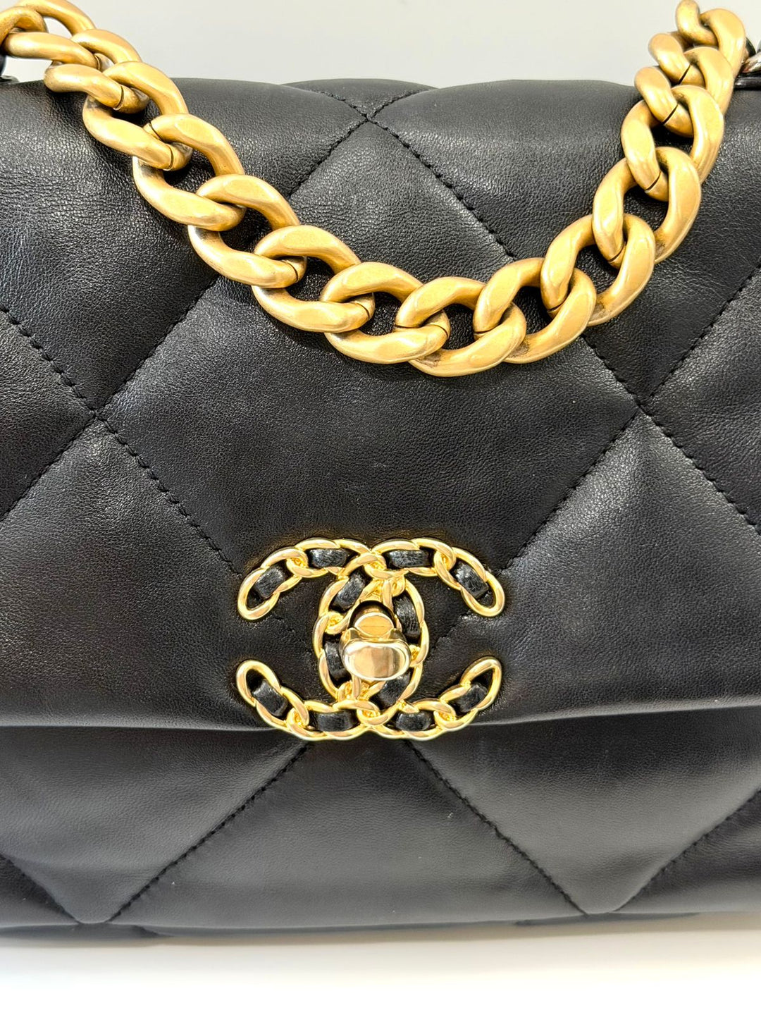 CHANEL LAMBSKIN QUILTED CHANEL 19 FLAP MEDIUM CROSSBODY BAG